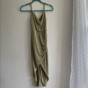 Elegant Olive Green Draped Dress